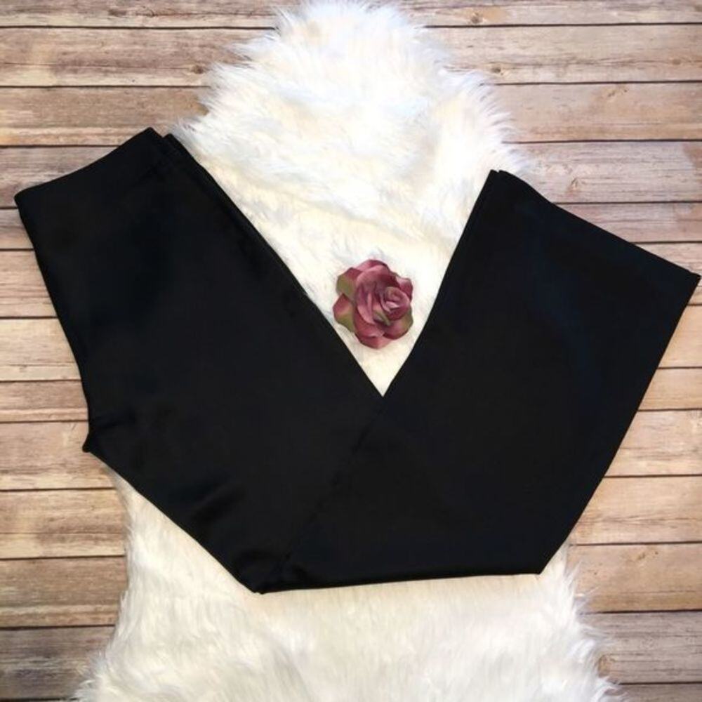 Philippe Adec Vintage Black High Waist Satin Pants 6